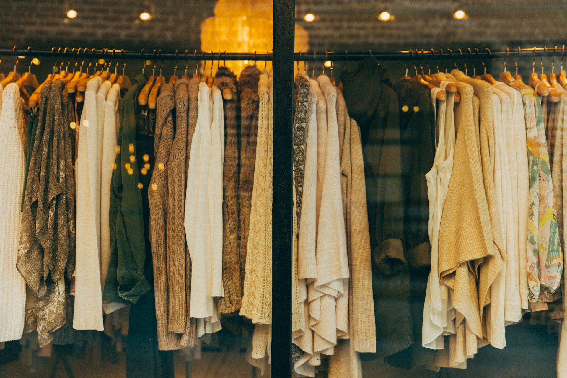 Rails of clothing in store